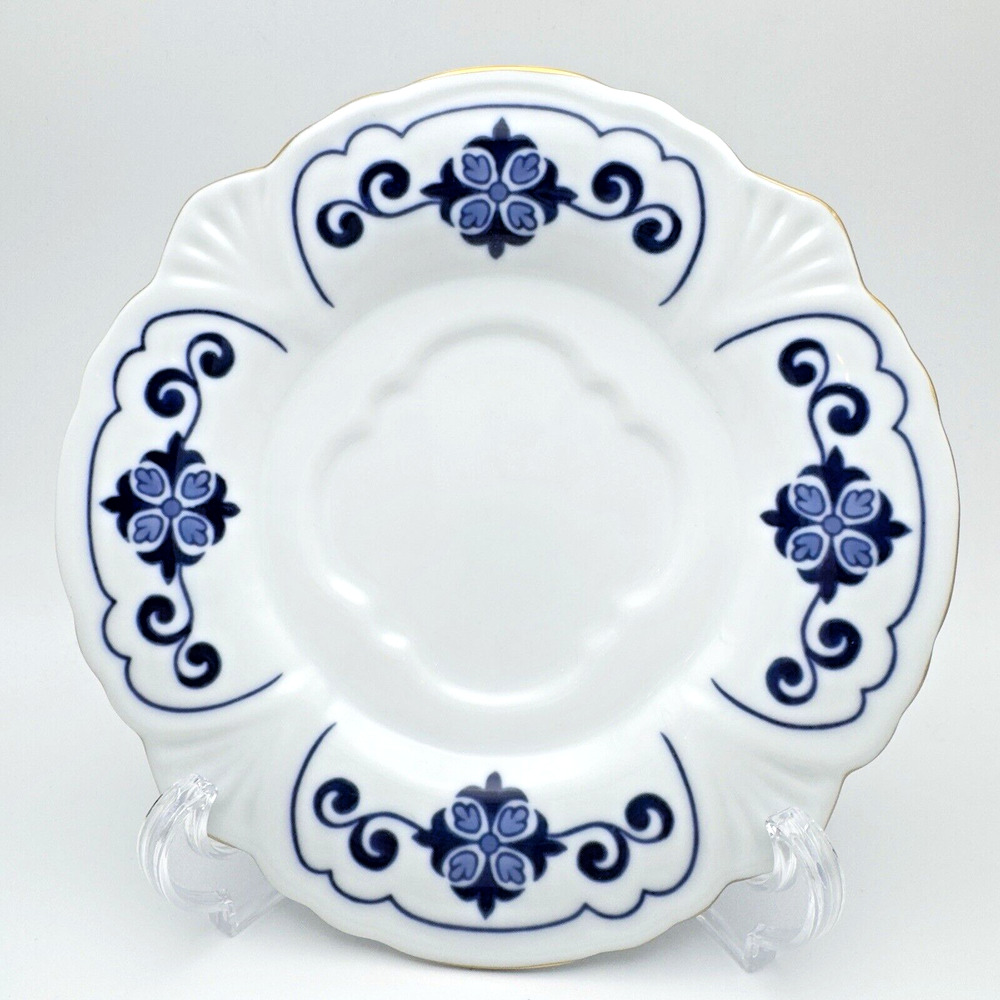 Vintage Bombay China Blue White Summerhill Pattern Saucers Set of 2 Replacement